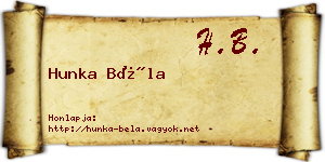 Hunka Béla névjegykártya